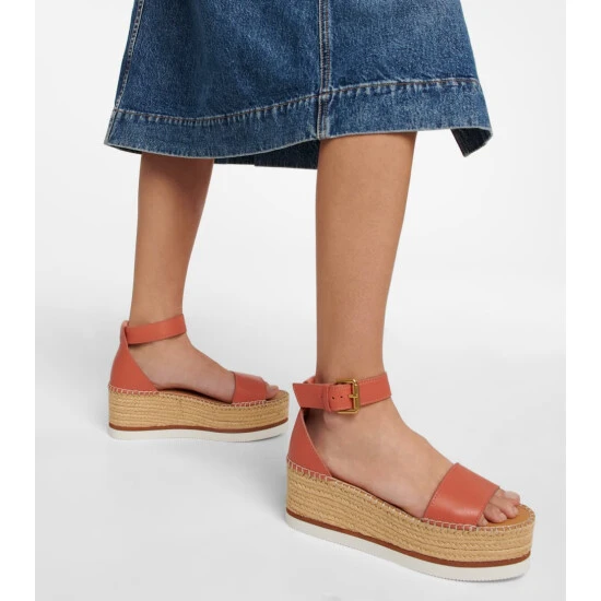See By Chloé Glyn Leather Platform Espadrille Sandals - Image 3
