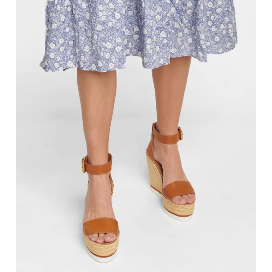 See By Chloé Glyn Leather Espadrille Wedges - Image 3