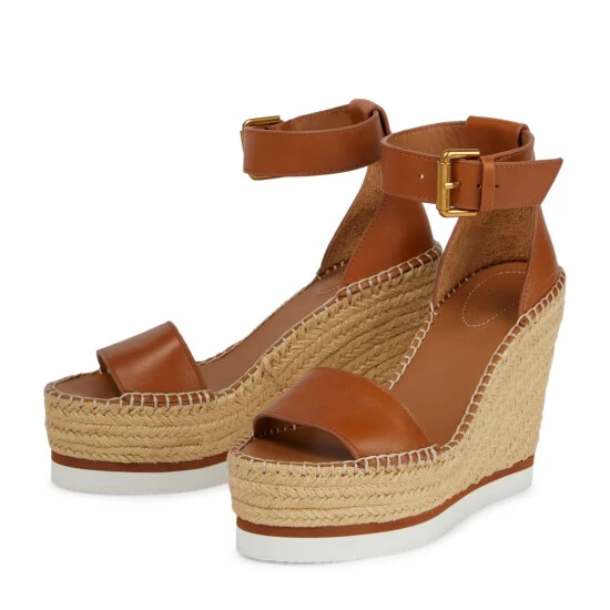 See By Chloé Glyn Leather Espadrille Wedges - Image 4