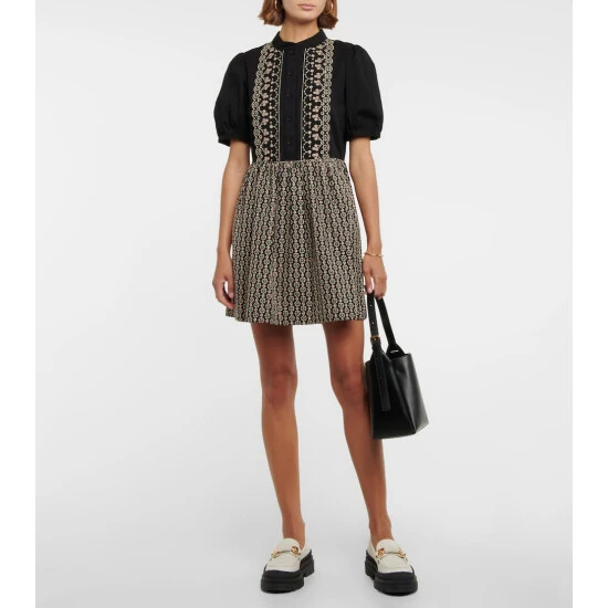 See By Chloé Floral Embroidered Cotton Minidress