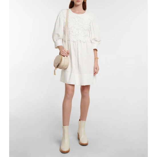 See By Chloé Lace-trimmed Cotton Minidress