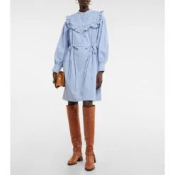 See By Chloé Ruffled Cotton Poplin Shirt Dress