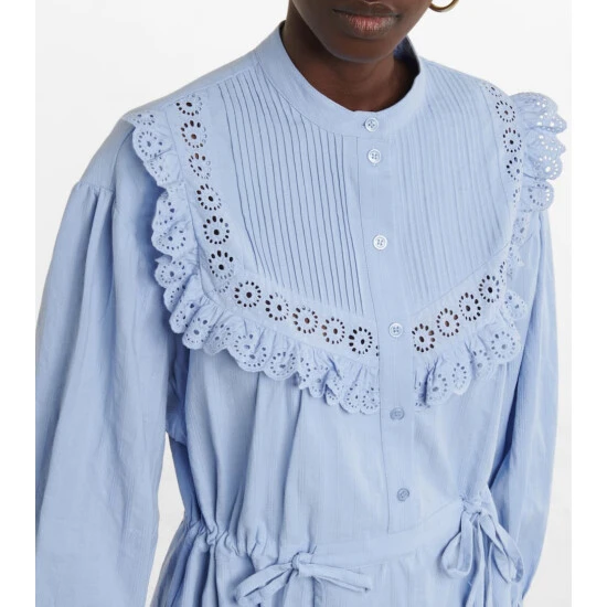 See By Chloé Ruffled Cotton Poplin Shirt Dress - Image 3