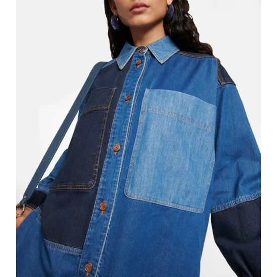 See By Chloé Patchwork Denim Shirt - Image 3