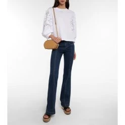 See By Chloé Guipure Lace-panel Cotton Jersey Top