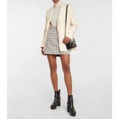 See By Chloé Checked Wool-blend Miniskirt