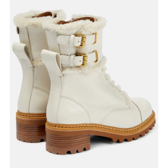 See By Chloé Mallory Shearling-trimmed Leather Ankle Boots - Image 2
