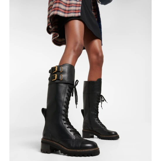 See By Chloé Mallory Leather Combat Boots - Image 3