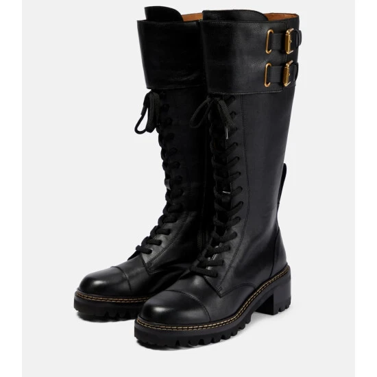 See By Chloé Mallory Leather Combat Boots - Image 4