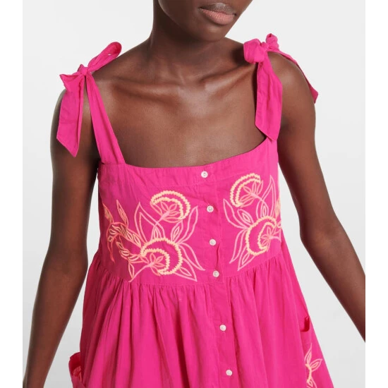 Juliet Dunn Embroidered Cotton Midi Dress - Image 3