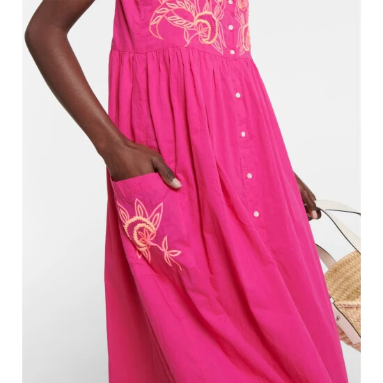Juliet Dunn Embroidered Cotton Midi Dress - Image 4