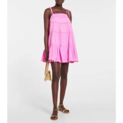 Juliet Dunn Embroidered Cotton Minidress