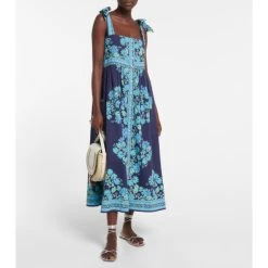 Juliet Dunn Floral-print Cotton Midi Dress