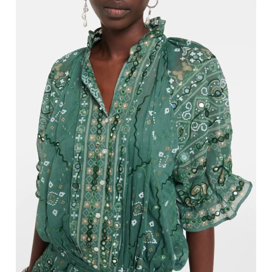 Juliet Dunn Embroidered Cotton Shirt Dress - Image 3