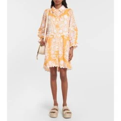 Juliet Dunn Floral Embroidered Cotton Minidress