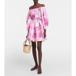 Juliet Dunn Floral-print Cotton Minidress