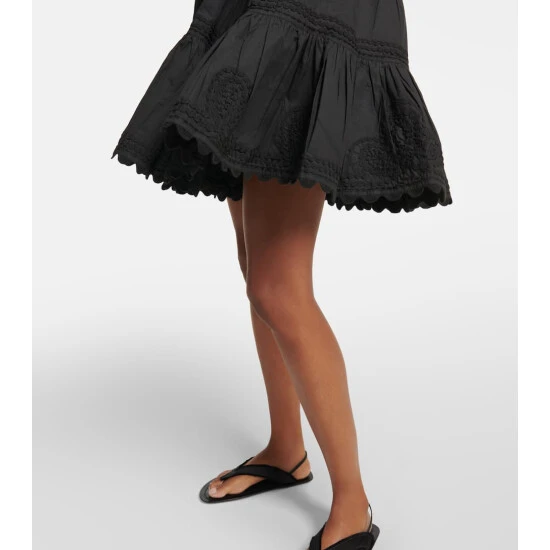 Juliet Dunn Cotton Embroidered Tiered Minidress - Image 4