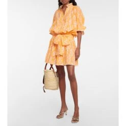 Juliet Dunn Floral Cotton-blend Shirt Dress