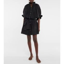 Juliet Dunn Embroidered Cotton Mini Dress