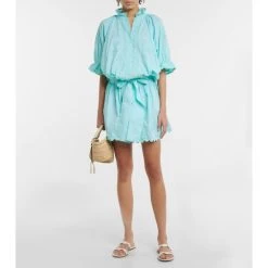 Juliet Dunn Embroidered Cotton Poplin Minidress