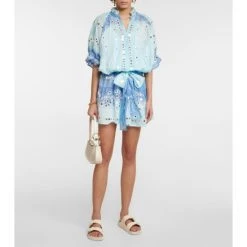 Juliet Dunn Ruffled Embellished Cotton Minidress