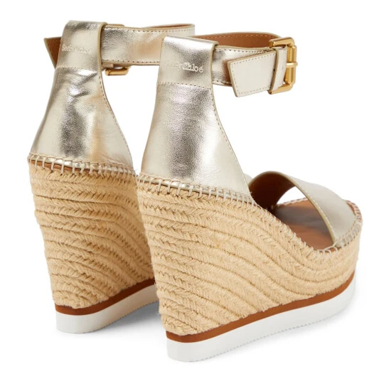 See By Chloé Glyn Leather Wedge Espadrille Sandals - Image 2