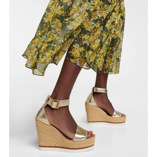 See By Chloé Glyn Leather Wedge Espadrille Sandals - Image 3