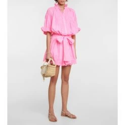 Juliet Dunn Ruffled Cotton Minidress