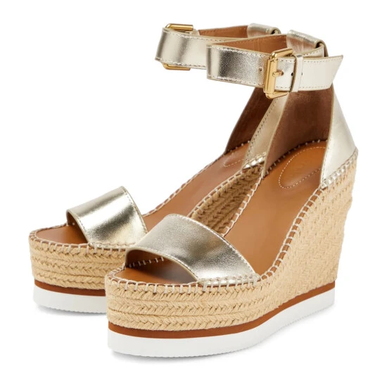 See By Chloé Glyn Leather Wedge Espadrille Sandals - Image 4